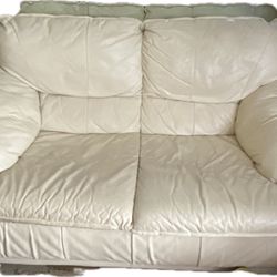 White Leather Couch. 