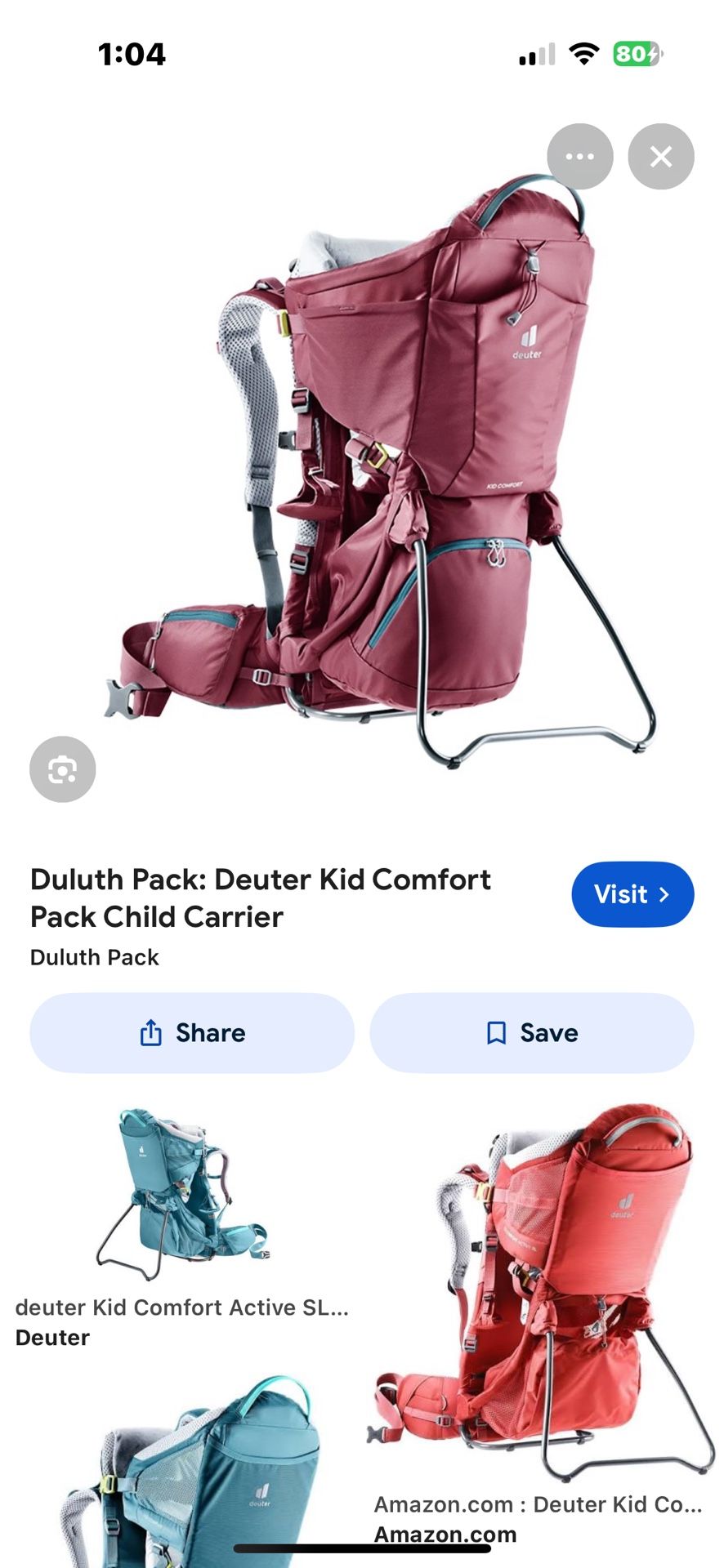 Deuter Kid Comfort Child Carrier Hiking Backpack – Great Condition