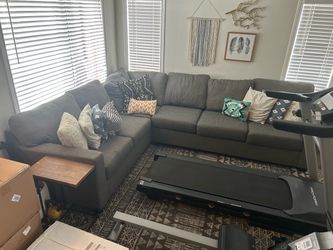 Gray Fabric L-Shaped Sectional Sofa