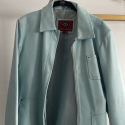 Sky Blue Leather Jacket 
