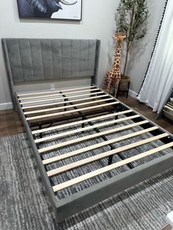 Grey velvet upholstered