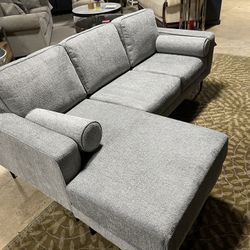 Grey Linen Sectional with matching pillows 