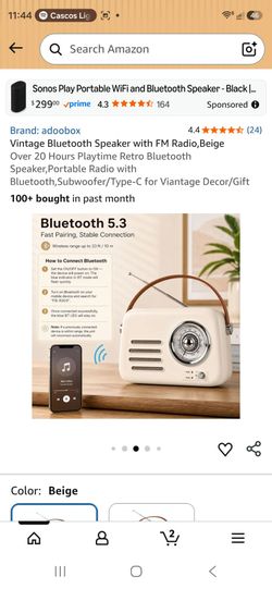 Vintage Bluetooth Speaker with FM Radio,Beige