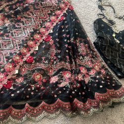 Beautiful Black Stitched Saree With Stitched Blouse For Sale