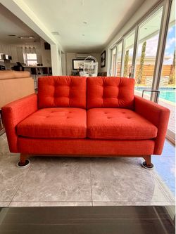 Modern Orange Fabric Love Seat Sofa – $120