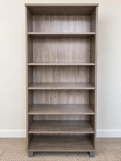 5-Shelf Bookcase in Gray Wood Finish