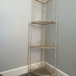 Vintage Metal Foldable Corner Shelf 
