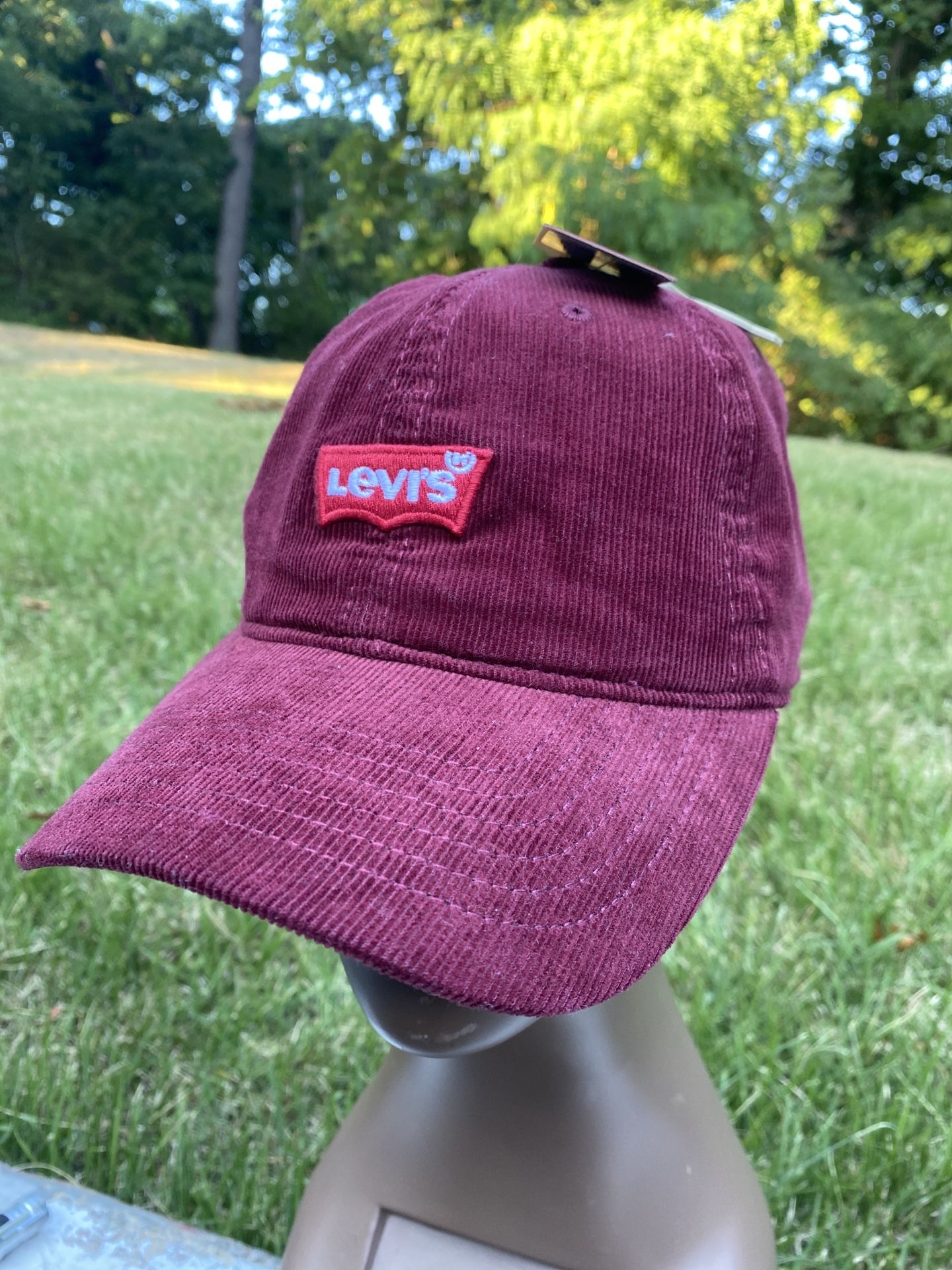 Levi's Mens Burgundy Corduroy Batwing Logo Baseball Snapback Cap