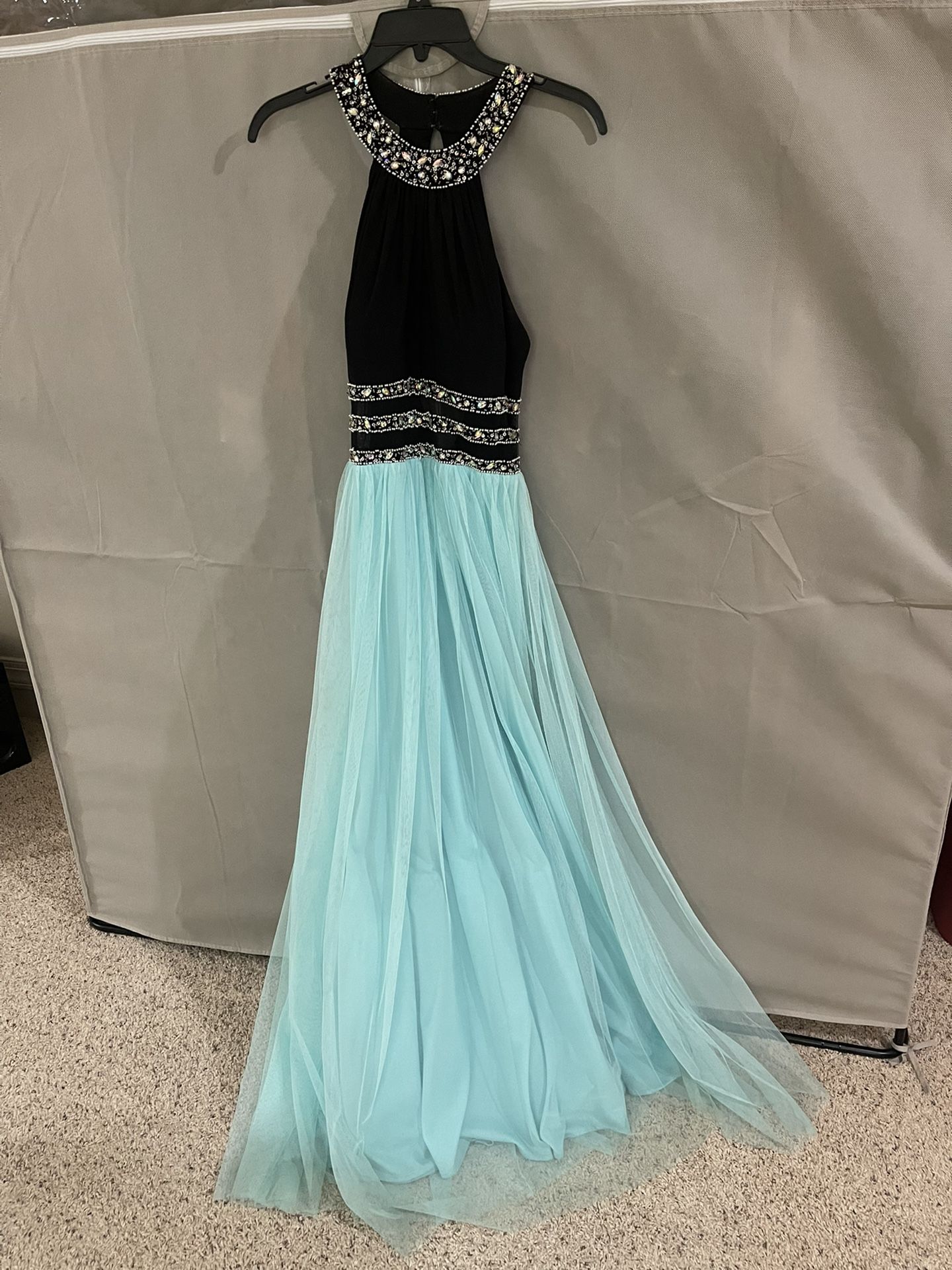Teal & Black Prom Dress