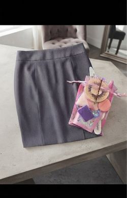 NWOT Liz Claiborne Gray Pinstripe Pencil Skirt- 10 & Beauty Bag