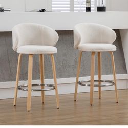Modern White Bouclé Barstools (Set of 2) – Brand New!