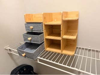 Bamboo Makeup Organizer with Fabric Drawers