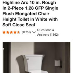 Highline Arc 10 in. Rough In 2-Piece 1.28 GFP Single Flush Elongated Chair Height Toilet in White with Soft Close Seat