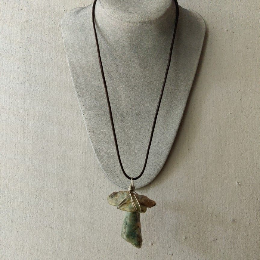 Handcrafted Raw Aquamarine And Quartz Necklace