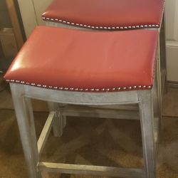 Red Elmo Bonded Leather/Wood Bar/Counter Stool
