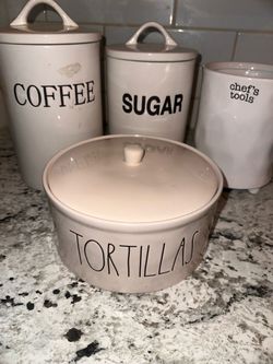 Rae Dunn Tortillas Ceramic Canister with Lid