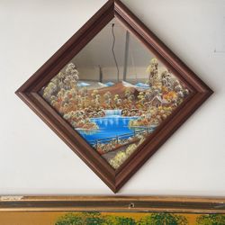 Country Landscape Painting Mirror 