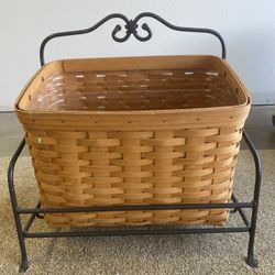 1999 Longaberger Magazine Basket & Stand