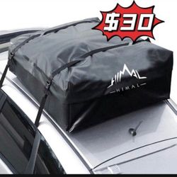 $30。  Car Rooftop Cargo Carrier,15 Cubic Feet Heavy Duty Waterproof Vehicle Soft-Shell Rooftop Bag with 8 Straps and 2 Zippers, Fits All Vehicles with