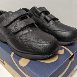 Mens Propet Leisure Walker Strap M3715 Black Leather Shoes Size 11.5  5E Wide NEW With Box