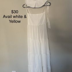 White Long Dress With A Hat