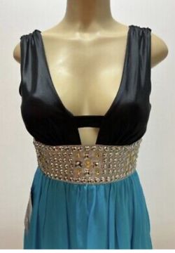 Bebe Elegant, black and blue studded dress