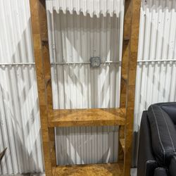 MCM Mid Century Modern Burl Wood Display with 2 adjustable glass shelves - Delivery Available