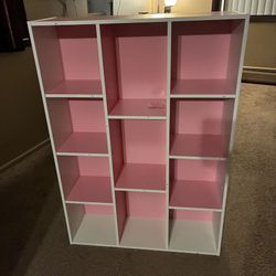 NEW  Bookcase / Book / Storage , 11-Cube, White/Pink