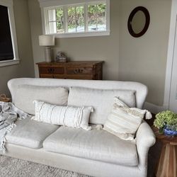 Elise Flax Basketweave Linen Sofa - 8’ 