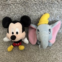 Pair of 2 Disney Parks Dumbo and Mickey Mouse Plush keychains