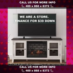 Dorrinson Two-tone Large TV Stand w/Fireplace Option
