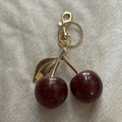 Coach Cherry Charm Keychain Gold/red