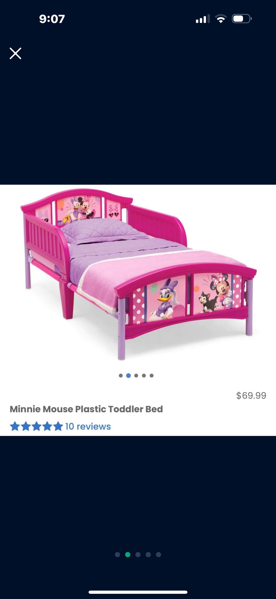 New Minnie Mouse Toddler Bed With Legs (mattress Not Included)