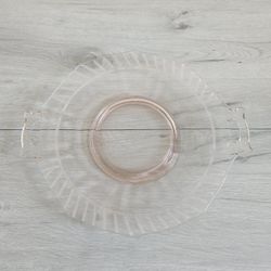 Vintage Pink Depression Glass Serving Plate w Handles