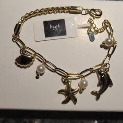 New Sealife Charm Bracelet 14k Gold Filled 