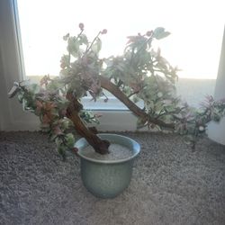 Vintage Glass Bonsai Tree in Ceramic Pot – Unique Home Decor