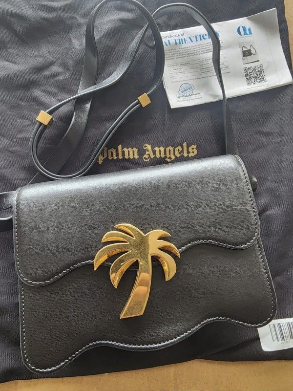 AUTHENTIC PALM ANGELS LEATHER SHOULDER BAG