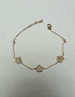10K Solid Gold Bracelet For Wedding CUBIC ZIRCONIUM STONES 7.5 Inches Long
