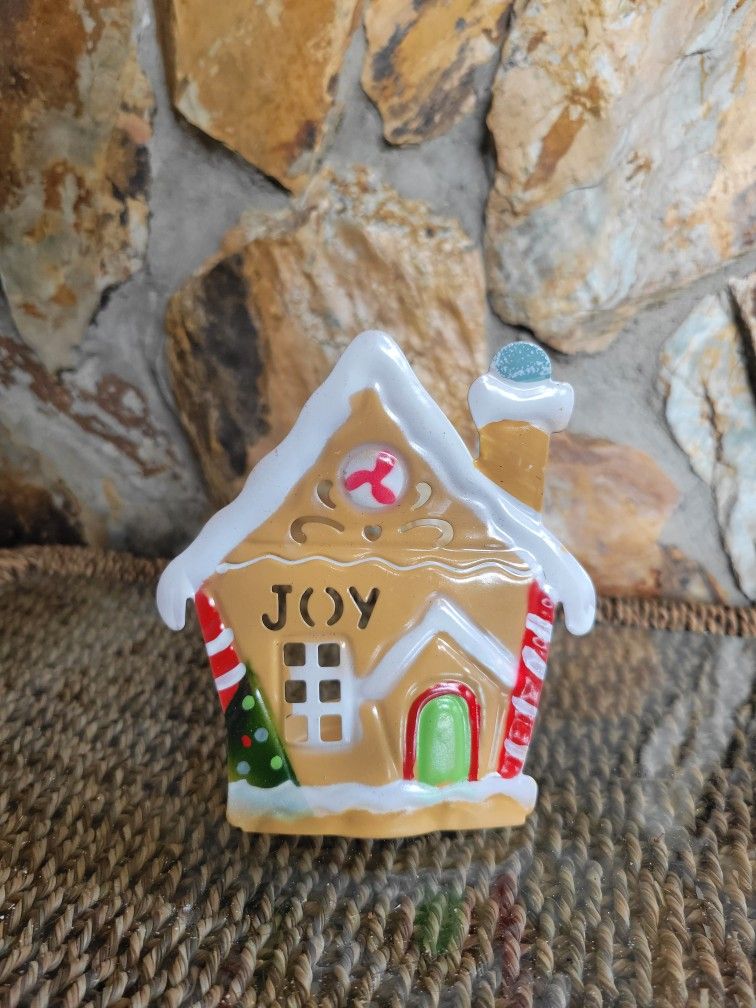 Metal Joy House Christmas Candle Holder, 5 Inches