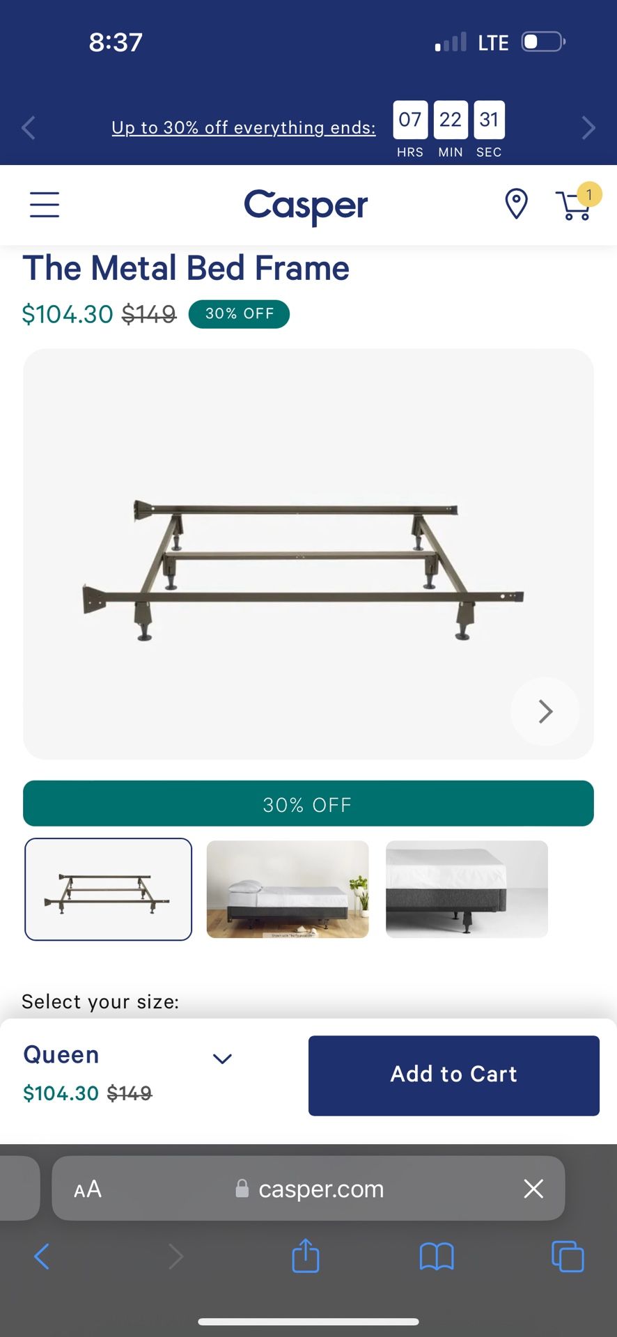Casper Queen Metal Bed Frame