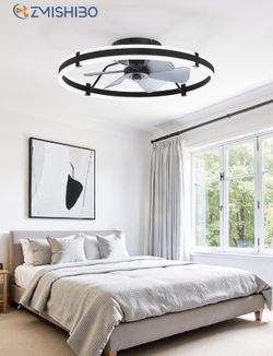 ZMISHIBO 24 Inch Ceiling Fans with Lights and Remote, Modern Low Profile Ceiling Fan,