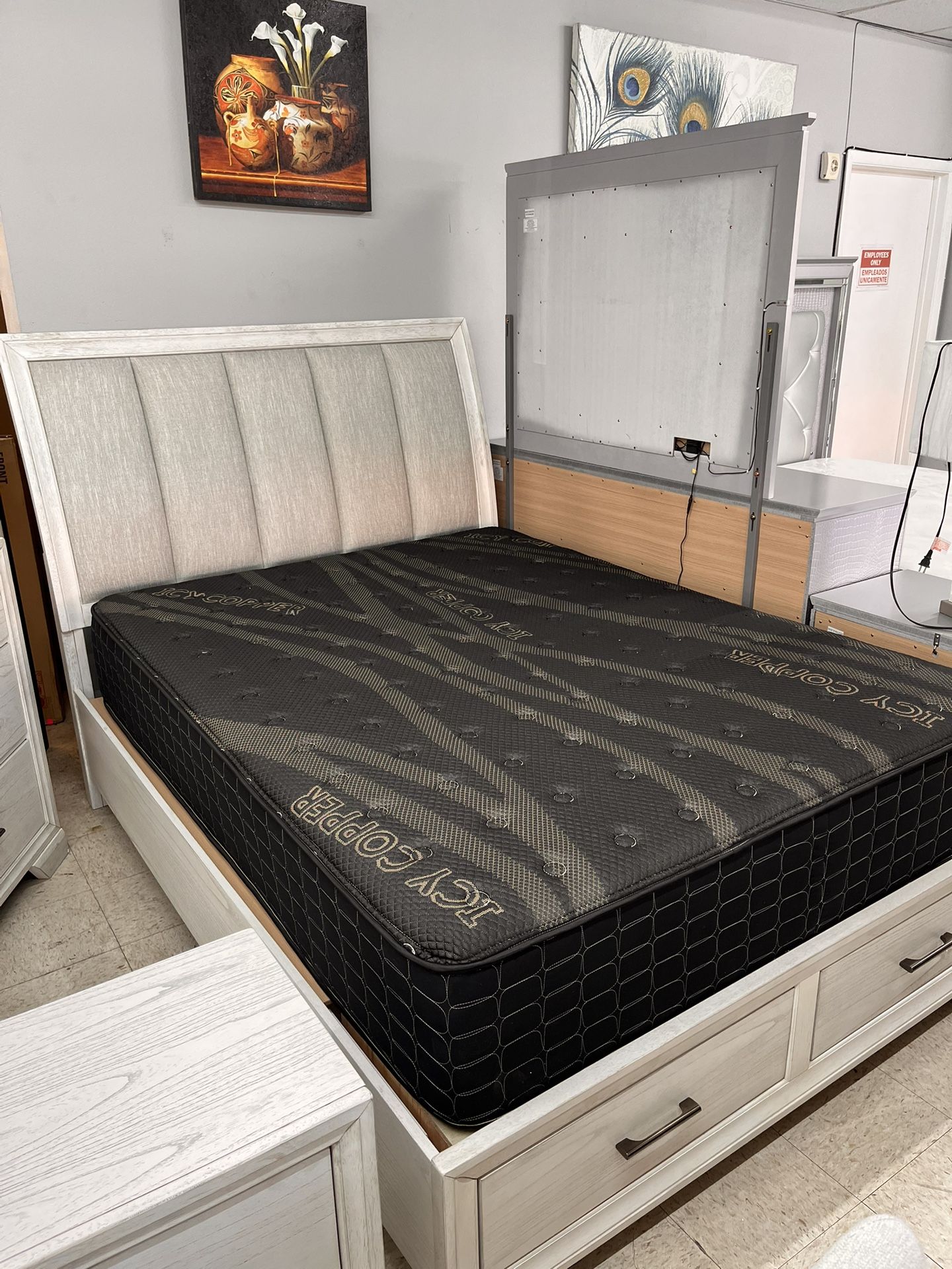 Queen Bed Dresser Mirror And 1 Night Stand NEW