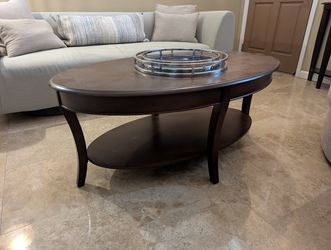 Oval Coffee Table with Lower Shelf & Nesting Trays
