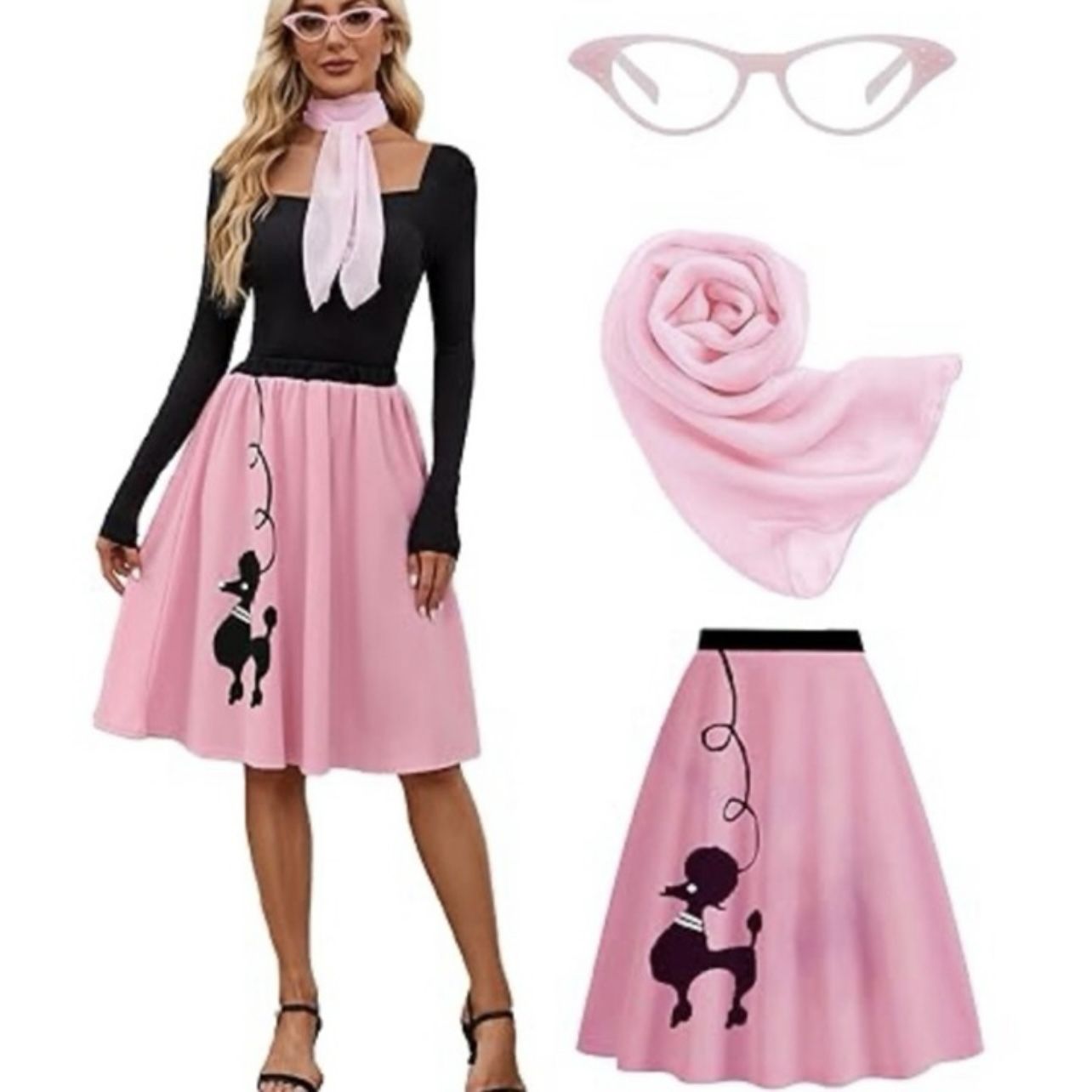 50s Poodle Skirt Halloween Costume Size Large