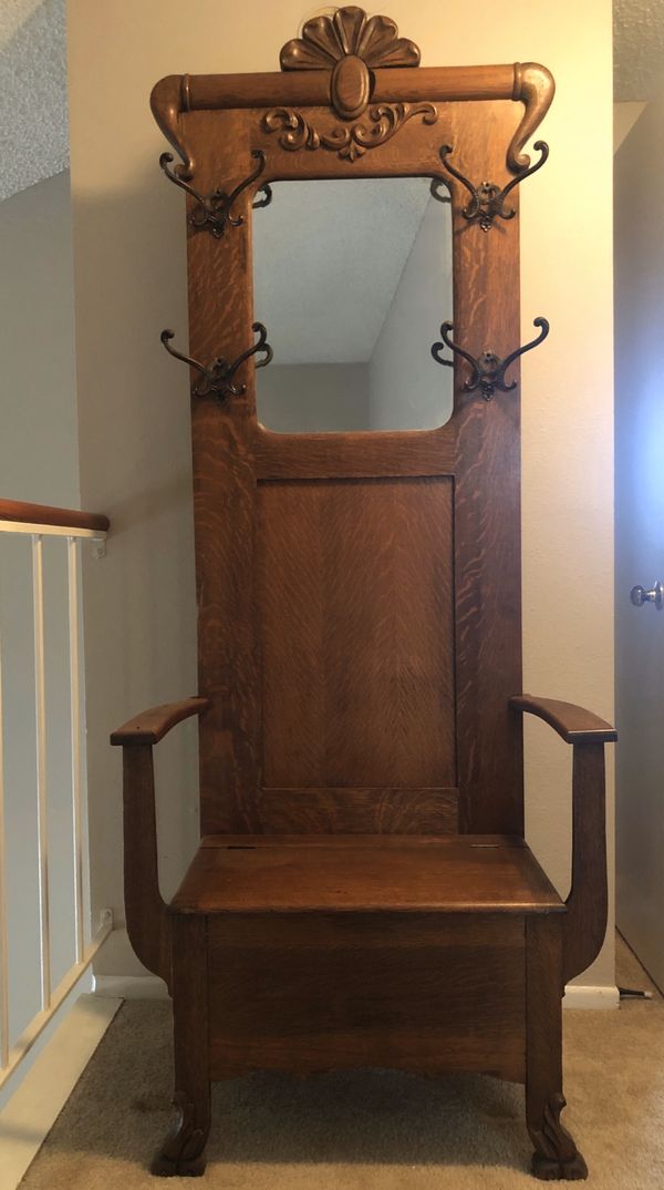 Antique oak hall tree for Sale in Oceanside, CA OfferUp