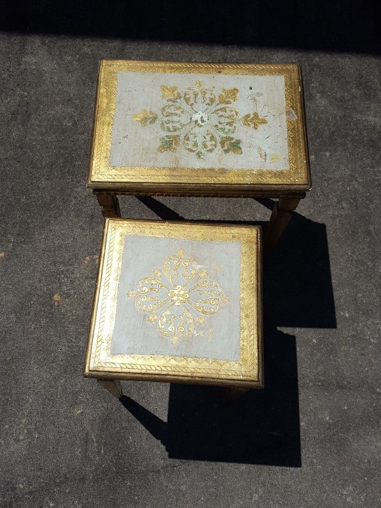 VINTAGE 1970s Gold doorway/flower tables