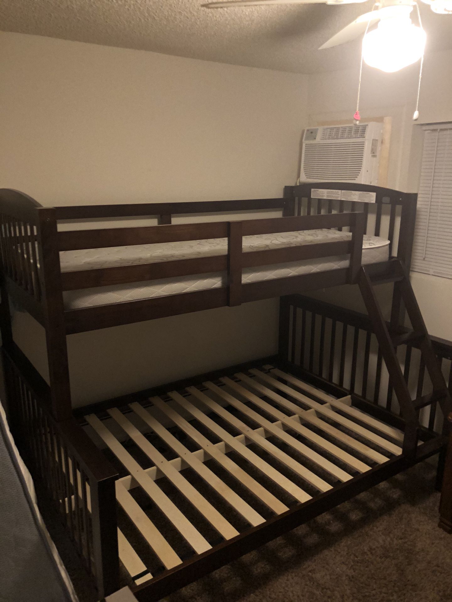 Dark wood bunk beds