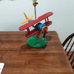 Vintage Wood Airplane Lamp