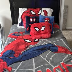 Modern Black Metal Twin Bed Frame – $250 (Like New)