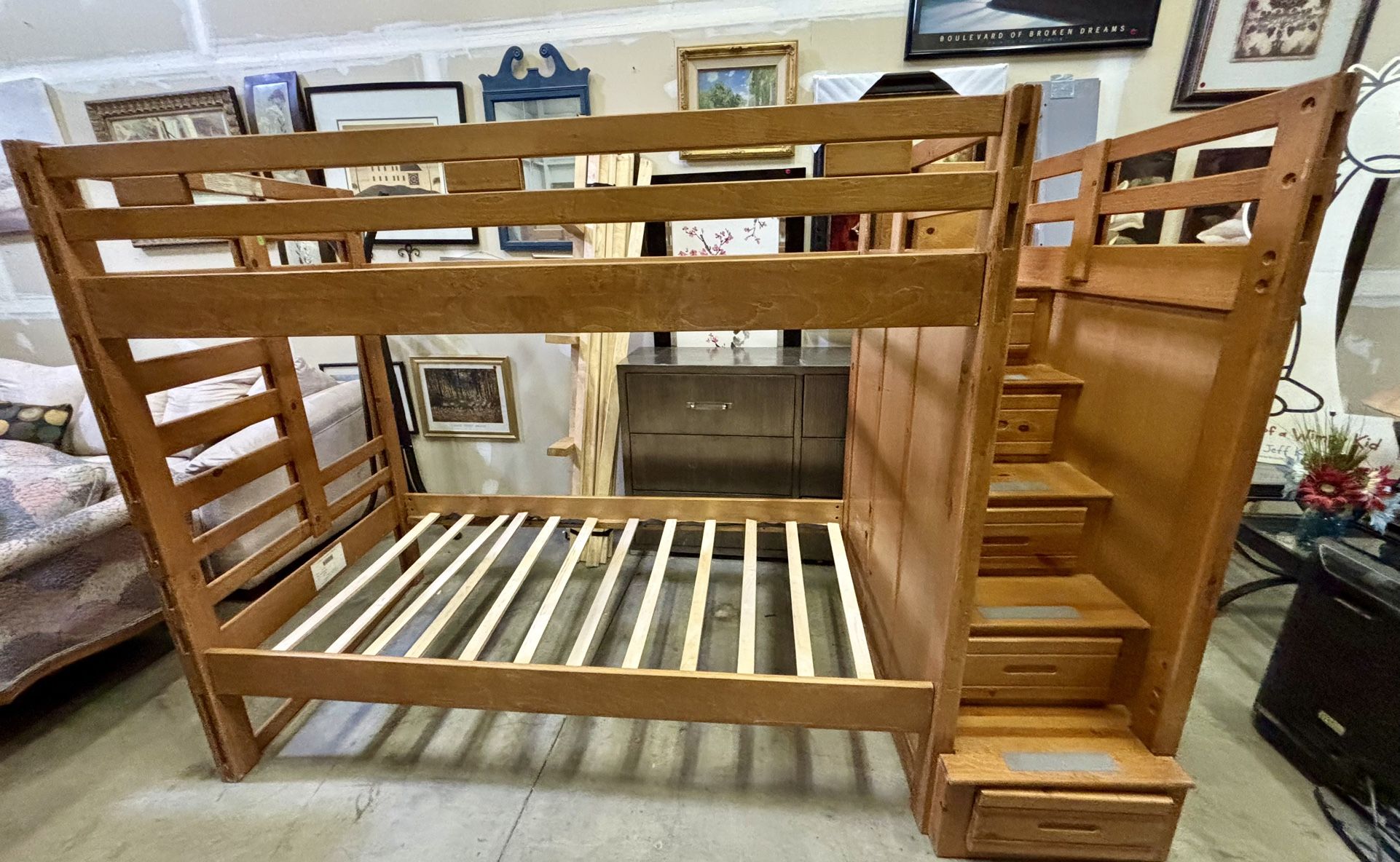 Canyon Furniture Company Solid Wood Twin Loft Bunk Bed with End Steps